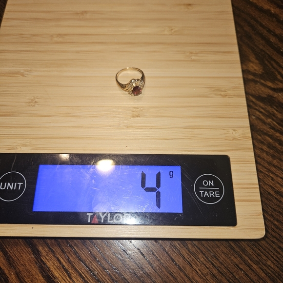 14k gold Garnet & Diamond bypass ring - Picture 8 of 8